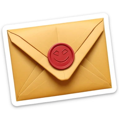 3D render of Envelope with Wax Seal entirely of folded origami paper, sharp creases, cardboard texture, matte finish, visible paper grain, craft aesthetic,emoji style, isolated on white background --v 6.0 sticker