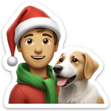 boys in santa hats with dog sticker