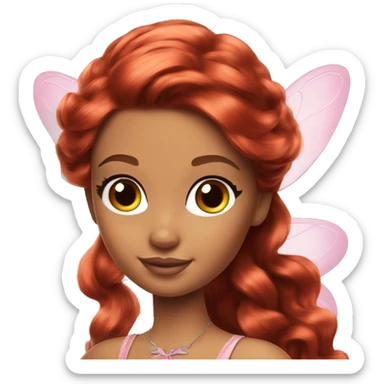 Attractive Barbie brown red hair fairy sticker