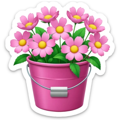 Huge pink flower bucket sticker