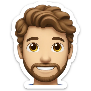 young handsome man with a small beard with brown hair waves his hand hello sticker