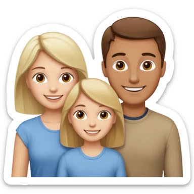 happy pale white family with one brown hair dad, one brown hair mom, one blonde girl, and one brown hair girl sticker