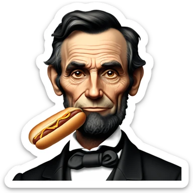 Abraham Lincoln with a hot dog for a nose  sticker