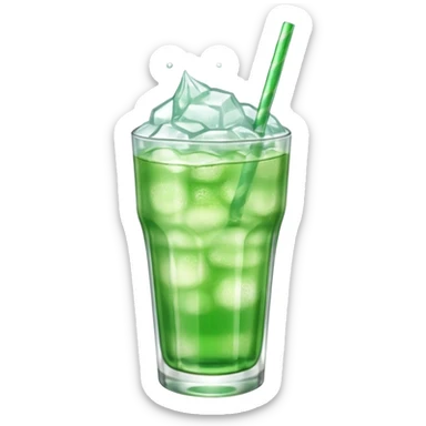 Japanese cream soda green on a glass with ice  sticker