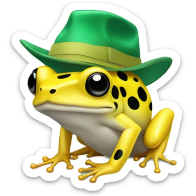 yellow dart frog with autism hat on sticker
