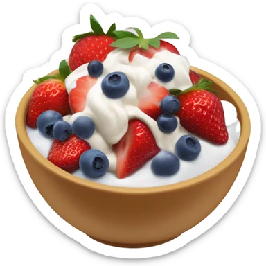 fruit yogurt bowl with strawberries, ice cream, and blueberries  sticker