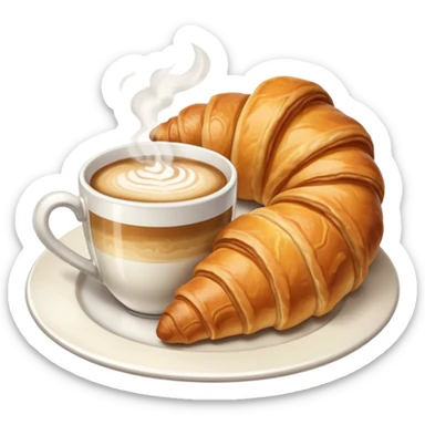 Croissant and capuccino breakfast sticker