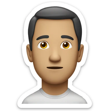  a slim man standing with a slightly tense posture. The man has a worried expression  sticker