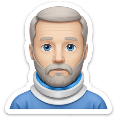 Older man with a full beard, a medical neck brace, and blue eyes. sticker