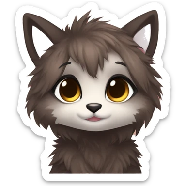 Anthro Shy Cute Cool Kawaii Edgy Chibi Dark Brown Furry Animal Anthro Sona sticker