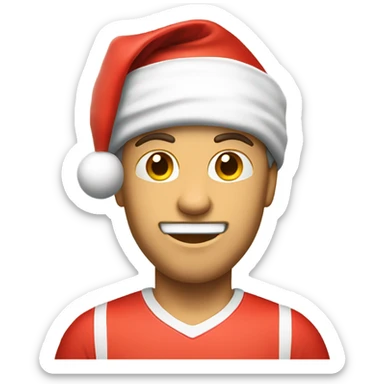 Tennis player wearing Santa hat Caucasian sticker
