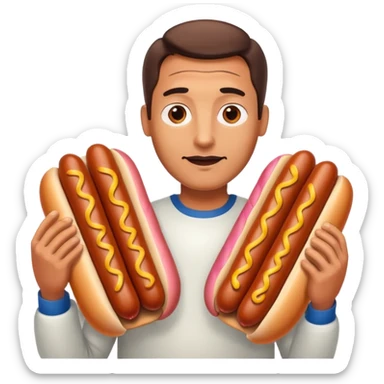 Guy with a lot of hotdogs sticker