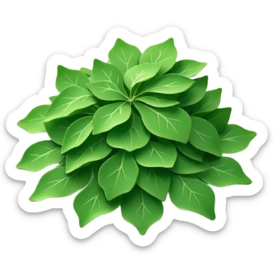 loose scatter of flat jagged green flakes, crisp and matte, evoking dried wild garlic, soft lighting, subtle shadows, emoji scale sticker