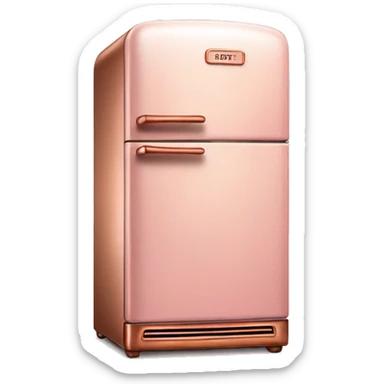 Realistic pastel pink and metallic copper vintage fridge.  sticker