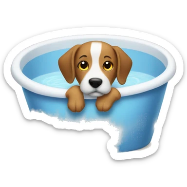 Dog in tub  sticker
