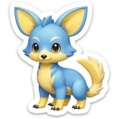 Cute cool blue yellow animal hybrid Fakemon full body sticker