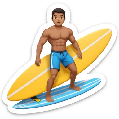 Indo guy dark hair and big muscles pro surfer surfing sticker