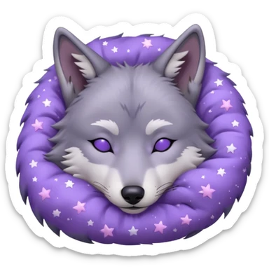 A wolf of winterfell from game of thrones sleeping under lilac stars sticker