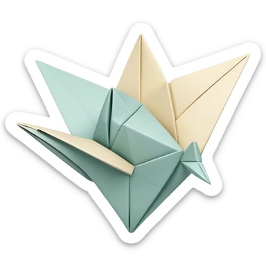 Cinematic Realistic depiction of an elegant origami creation, rendered with delicate paper textures and intricate folds, set on a minimalist background with soft, diffuse lighting that accentuates its artistic precision sticker
