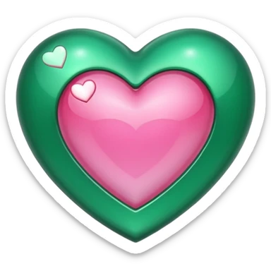 emerald heart with one mini pink heart inside of it  sticker