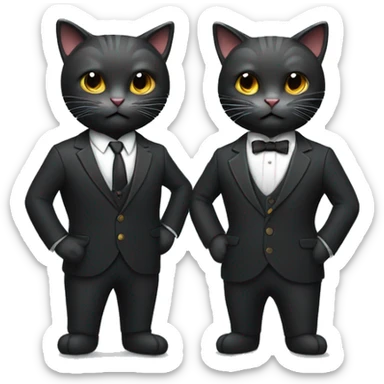 2 well dressed dark cats wearing heaphones and suits sticker