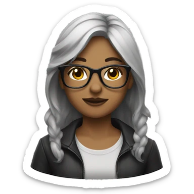 girl with glasses and wolfcut sticker