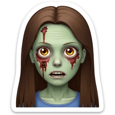 a zombie woman with straight brown long hair sticker