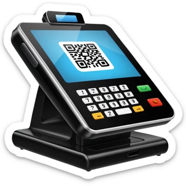 POS terminal with QR-code on it sticker