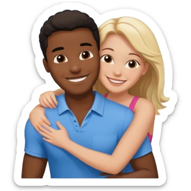 Metis black Man and white woman hug love on beach sticker