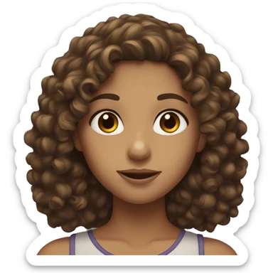 Girl with 2c curly brown hair and brown eyes sticker
