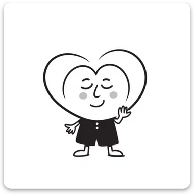 A hand-drawn heart cartoon character with cute face and arms, where the top curved parts of the heart clearly resemble butt cheeks sticker