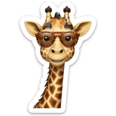 A smug, cool giraffe wearing sunglasses, with a confident smirk. The design should be sleek and stylish, with a slight tilt of the head and maybe a tiny tooth showing. Perfect for 'POG' or 'cool' moments. sticker