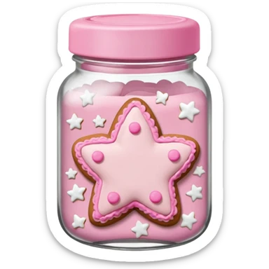 pastel pink christmas gingerbread cookies in jar with pink lid and a star sticker