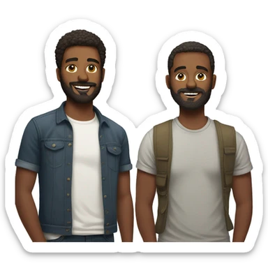casual portrait of two friends add beard to men sticker