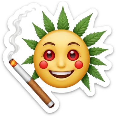 Emoji qui fume un joint  sticker
