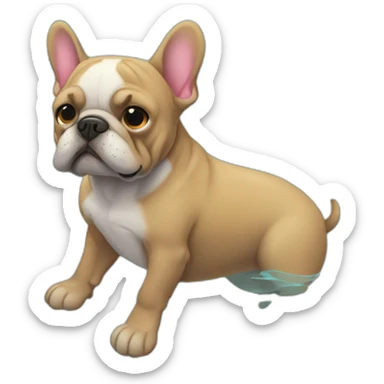 Bouledogue français piscine sticker