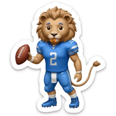 blue color lion wearing american football jersey sticker