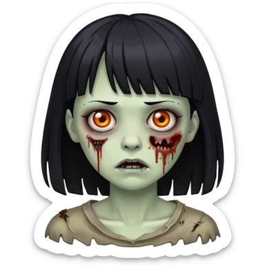Zombie woman with black hair and bangs sticker