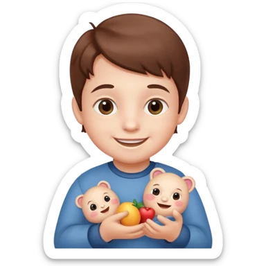 A Lil kid holding 6 7 sticker