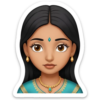 indian girl with black hair and long eyelashes sticker