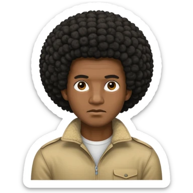  Afro not smiling and black skin color emoji male sticker