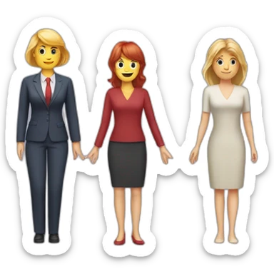 Redhaired middleaged woman with Bangs and Long Hair Holding hands with middleaged blond CEO woman with short hair sticker