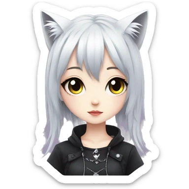 Edgy Kawaii Cute Cool Beautiful Elegant Pretty Anime Gothic Catgirl sticker
