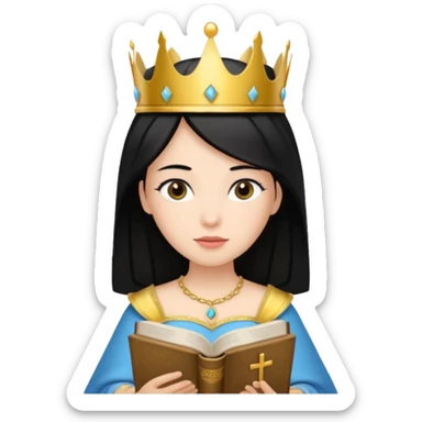 Princesa de pelo negro leyendo la biblia sticker