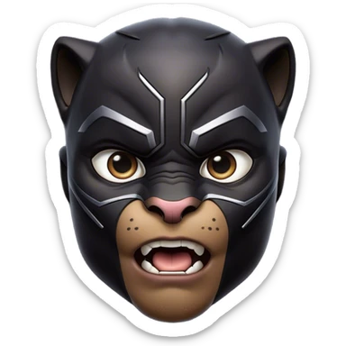 Cinematic Comical black Panther Portrait Emoji, Head tilted dramatically with an exaggeratedly shocked expression, featuring a sleek, muscular body with wide, comically expressive eyes full of humorous disbelief, Simplified yet hilariously expressive features, highly detailed, glowing with a slightly sassy dark glow, high shine, dramatic yet playful, stylized with an air of quirky feline attitude, soft glowing outline, capturing the essence of a meme-worthy black Panther that looks ready to side-eye its way into viral fame! sticker