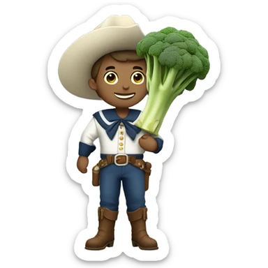 cowboy wearing a cute sailor suit holding broccoli to the full moon sticker