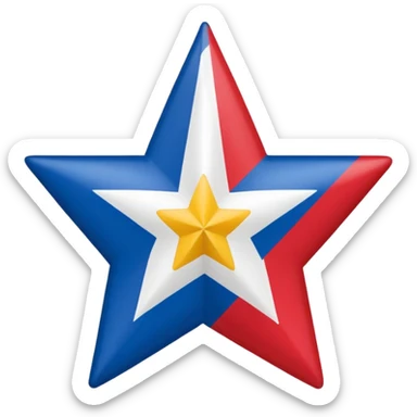 Create emoji bandeira do Pará Red background, wide white diagonal stripe top-left to bottom-right, blue five-pointed star centered on the stripe. Clean and symmetrical. sticker