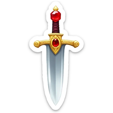 sword with red gemstone on hilt and sparkly sticker