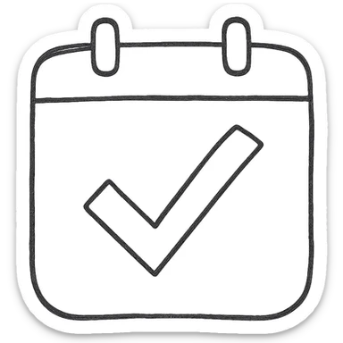 calendar with a bold checkmark, symbolizing an important meeting sticker