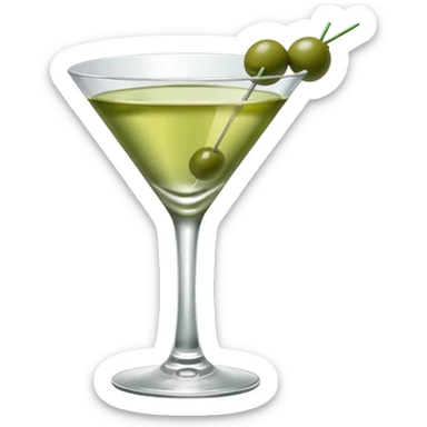 martini with 3 green khaki olives all at the same stick and same size . liquid should be a clear color.  sticker